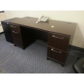 60 in. Bestar Espresso Double Pedestal Straight Desk